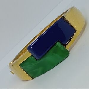* vintage Crown Trifari colorama lucite & gold tone clamper bracelet
